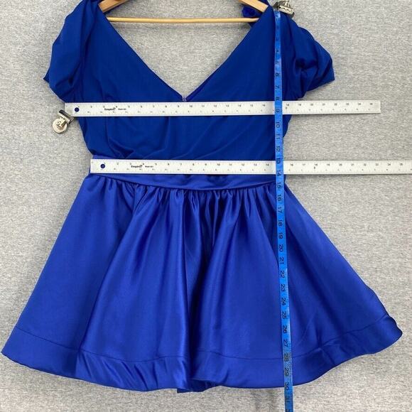 Hebeos Dress Womens 10 Blue Mini Satin Long Sleeve Formal Prom Party Dance NEW - Picture 11 of 16